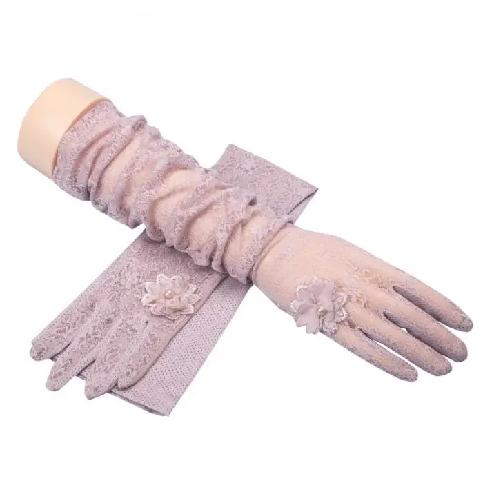 Newly 1 Pair Women Lace Arm Sleeves UV Protection Cooling Warmer Protective Gloves for Golf Cycling BFE88