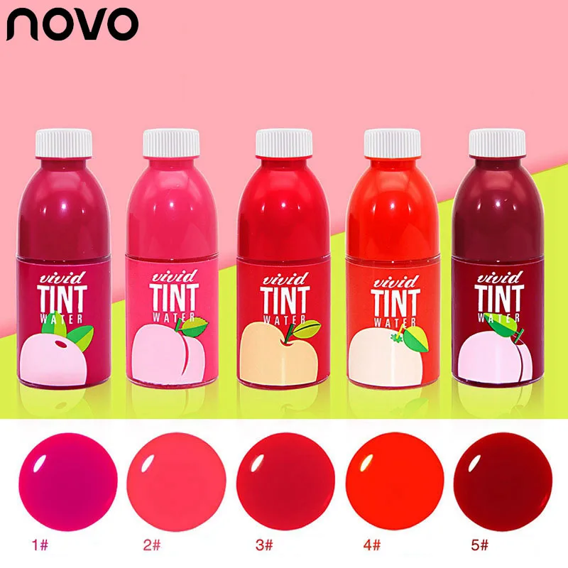 

NOVO Brand 5 Color Fruit Stained Lip Gloss Waterproof Long Lasting Non-Stick Cup Makeup Liquid Lipstick Sweet Fruit Red Lip Tint