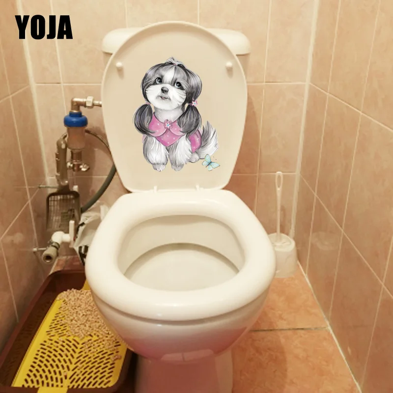 YOJA 17,5*23,3 см Прекрасный Пёс из мультфильма Украшения в спальню наклейка на крышку в туалете наклейки на сиденья T1-0267