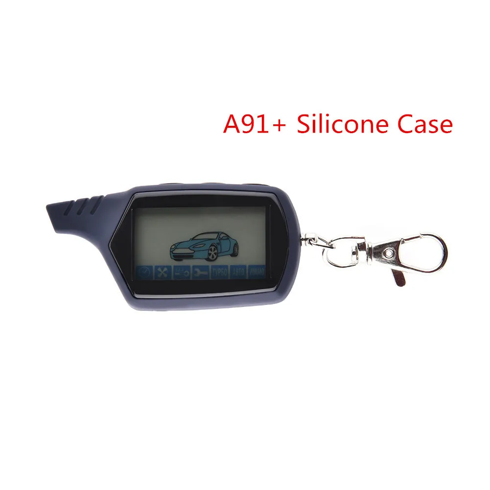 

Car Anti-theft System 2 Way Car Alarm LCD Remote Control Key Fob +Silicone Case for Russian Vehicle Security For starline A91