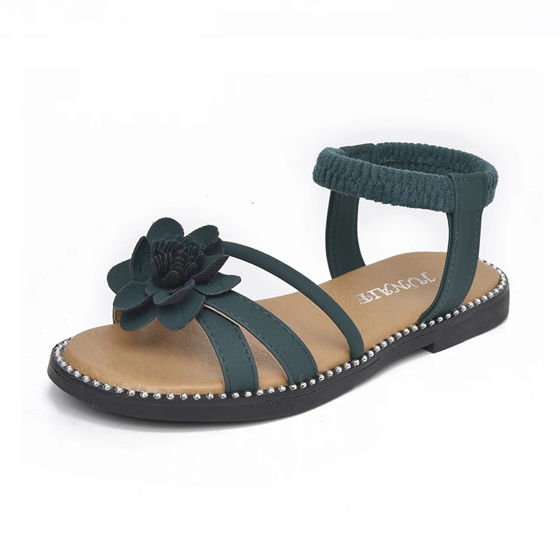 

Summer Sandals For Girls Slip On Shoes 2019 Fashion Sandals Girl Shoes Floral Leather Princess Beach Shoes Kids Rubber Sandals