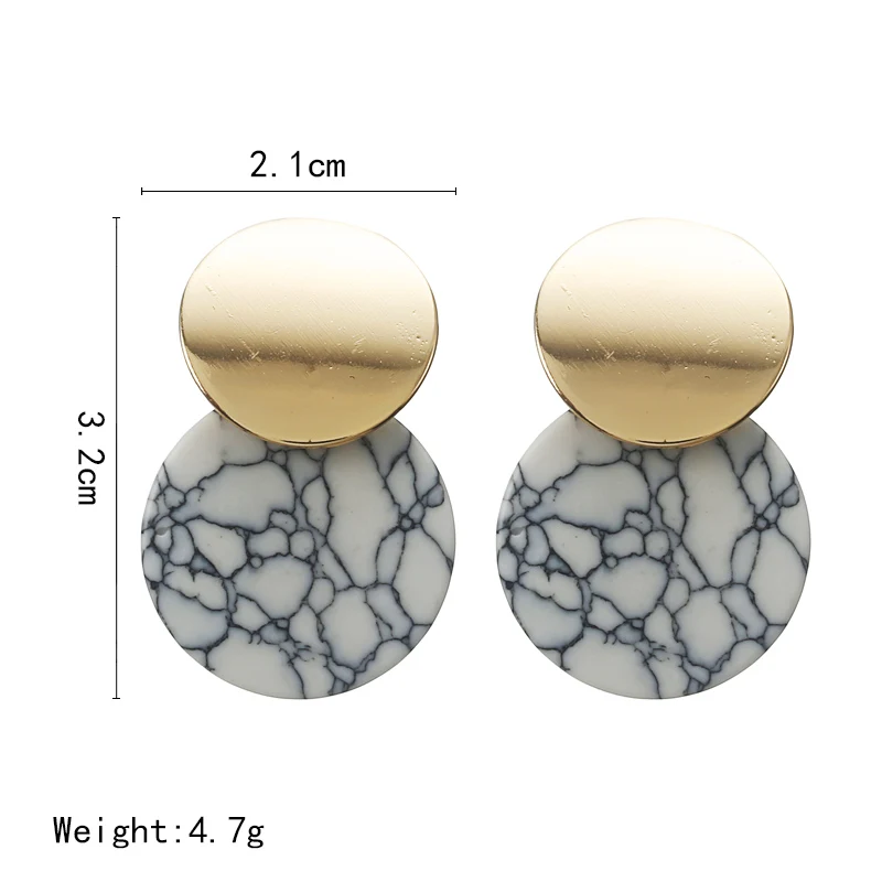 Модные серьги мраморной окраски, ручная работа, модные простые геометрические круглые длинные серьги для девочек, классические очаровательные темпераментные серьги