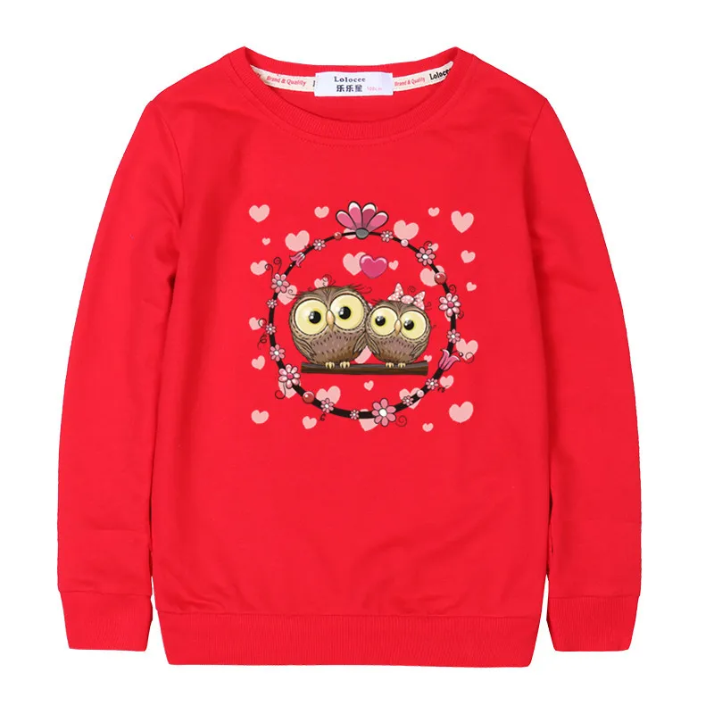 Новинка; милый свитер с изображением совы для девочек; креативные хлопковые топы с длинными рукавами; пуловер; рубашка с изображением животных для маленьких мальчиков - Цвет: red