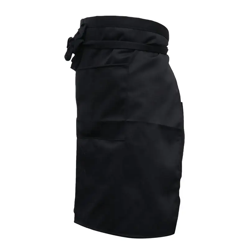 70x50cm Universal Unisex Women Men Kitchen Cooking Waist Apron Short Apron Waiter Apron With Double Pockets