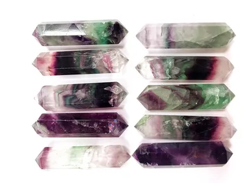 

10pcs a lots Natural Stone and Minerals Fluorite Healing Quartz Crystal Healing Double Points Reiki Wand free shipping