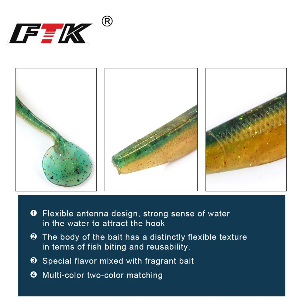 FTK Fishing Lure Soft Lure Shad Silicone Bait Odor Attractant Artificial Bait 90mm 120mm 160mm T-tail Wobblers Swimbait