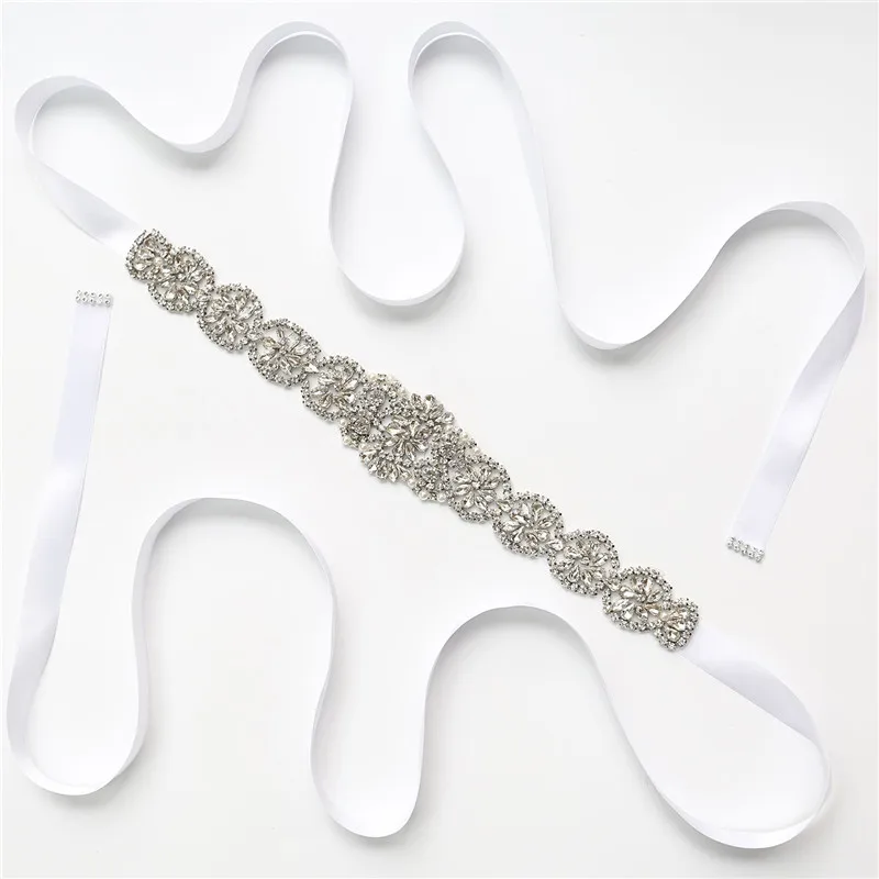 Jonnafe Luxury Rhinestone Crystal Silver Bridal Belt Dress Accessories ...