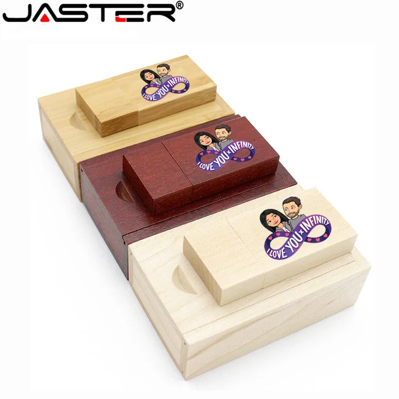 JASTER новый деревянный USB флэш-накопитель USB + коробка флэш-накопитель 8 ГБ 16 ГБ 32 ГБ 64 Гб произвольный логотип для фотографии свадебный подарок