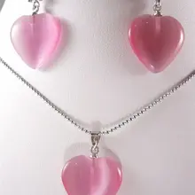 Свадьба в порядке природный AAA розовое в форме сердца любовь опал бусины благословит / бабочка серьги шкентель set серебряный кварцевый женщины