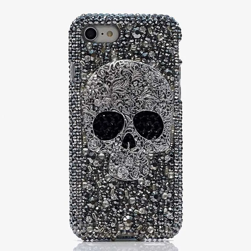 

For iPhone 7 8 6 6S 5S Plus Bling Shiny Case Skull Punk Crystal Diamond Phone Case For iPhone X XR XS Max Galaxy A50 A70 A30 M20
