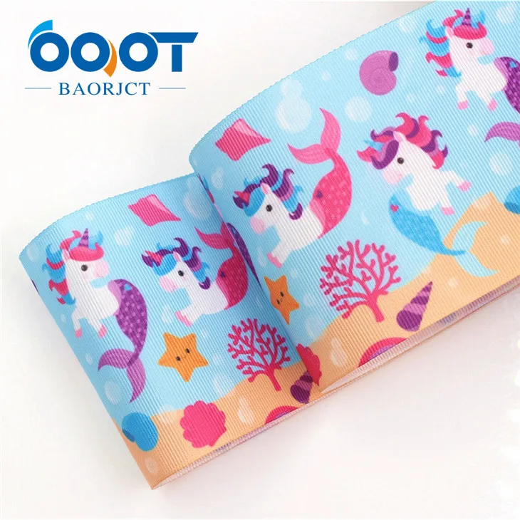 OOOT BAORJCT G-18620-542, 10 ярдов, 75 мм мультфильм рыбы печатных корсажные ленты, DIY ручной работы аксессуары для волос для свадьбы Подарочная Упаковка - Цвет: G-18620-545