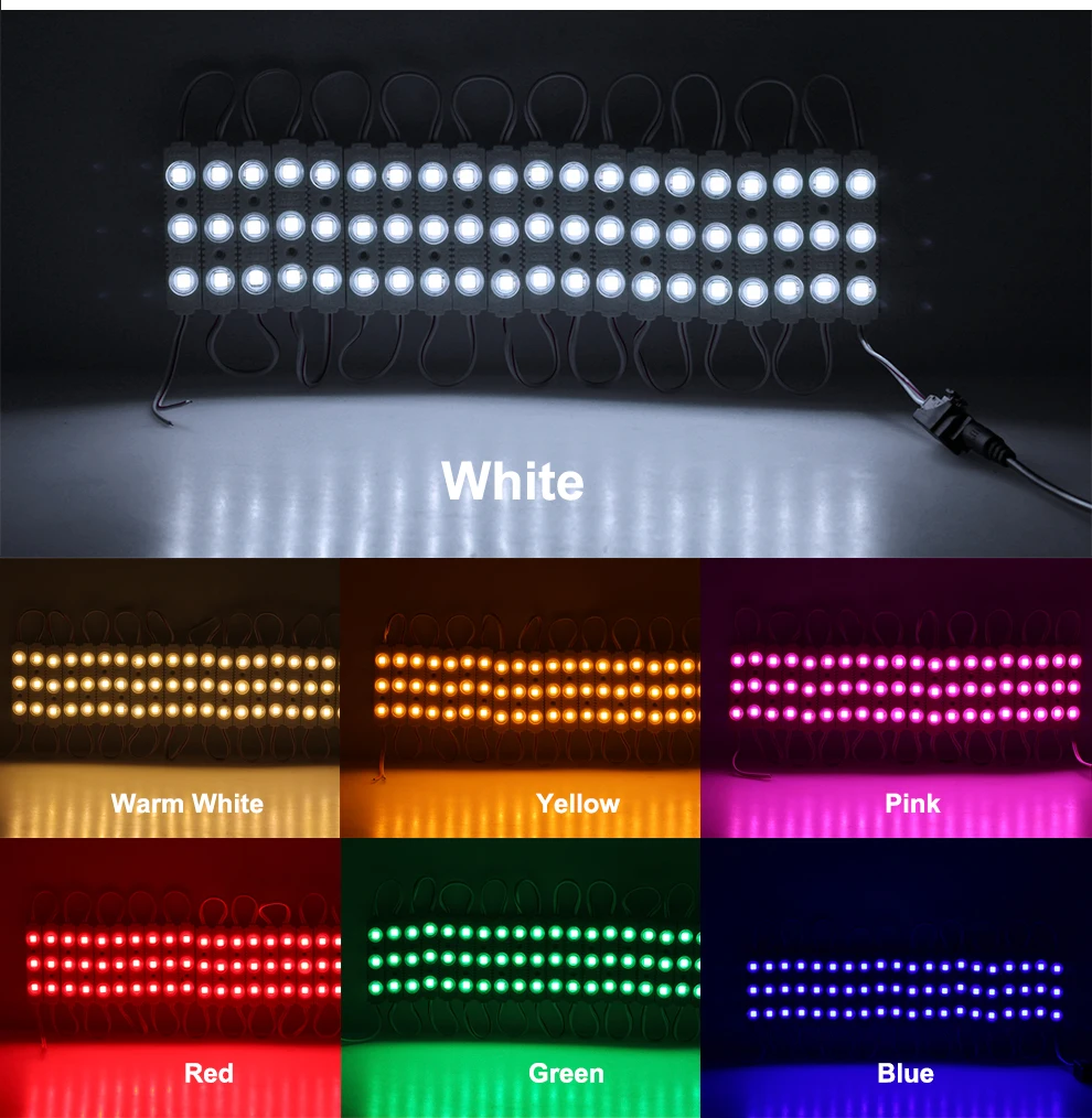 LED Module 3LEDs High Brightness 5054 / RGB 5050 DC12V Waterproof for Outdoor Advertising Luminous Signs Lightbox 20Pcs/Lot