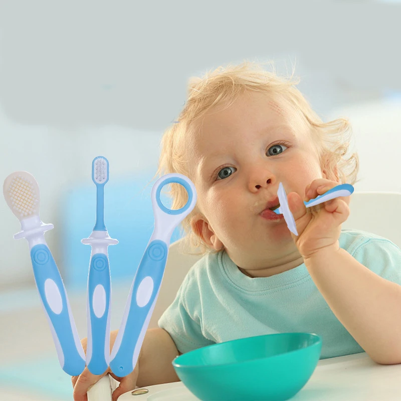 3Pcs/set Newborn Baby Training Toothbrush Set Infant Kids Soft Teeth