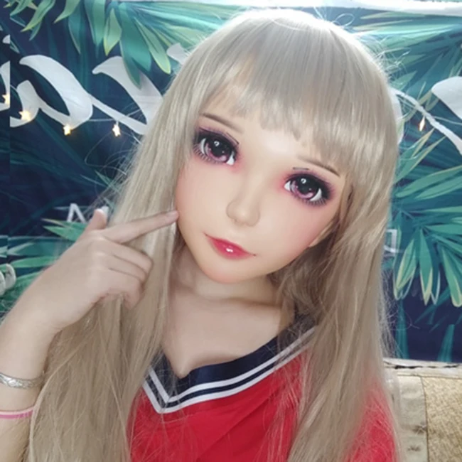 (MEI-03) женская сладкая девочка смолы половина головы Kigurumi маска с BJD глаза Косплэй японского аниме роль маска Лолиты переодеванию куклы