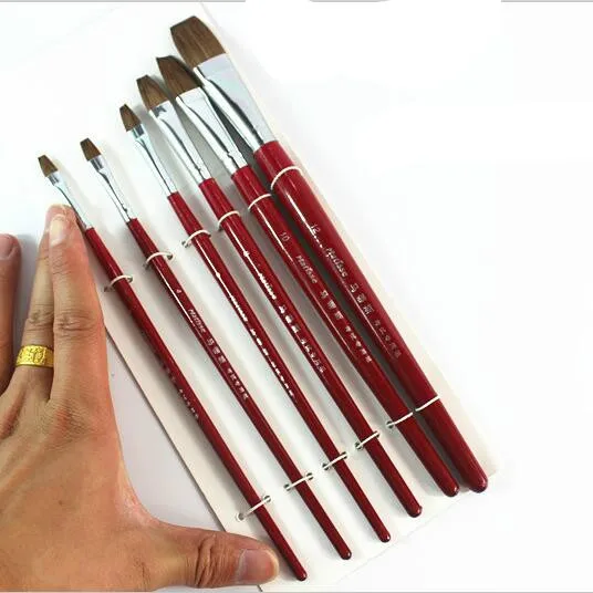 Beste Korte Houten Staaf Wezel Haar Borstel Aquarel Gouache Penselen Platte Puntige Tip Schilderen Borstel Set Kunst Levert Schilderen Tool