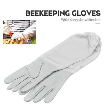 

Brand White Sheepskin And Polyester Cotton Bee Glove Ventilated Professional Anti Bee for Apiculture Beekeeper Beehive Beekeeper