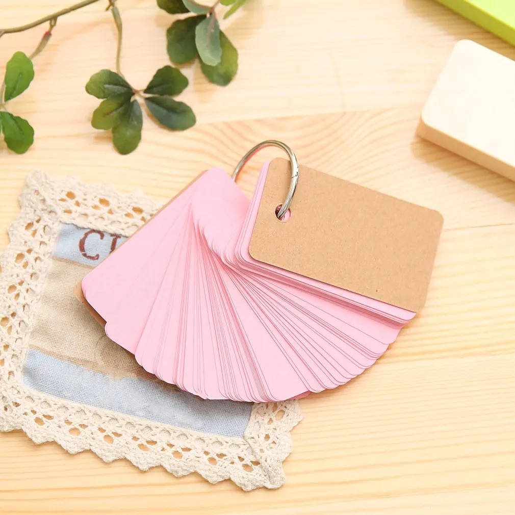 

Cute Korean Creative High Quality Ring Buckle Loose-leaf Iron Ring Portable Notepad Can Tear Small Word Card Pink
