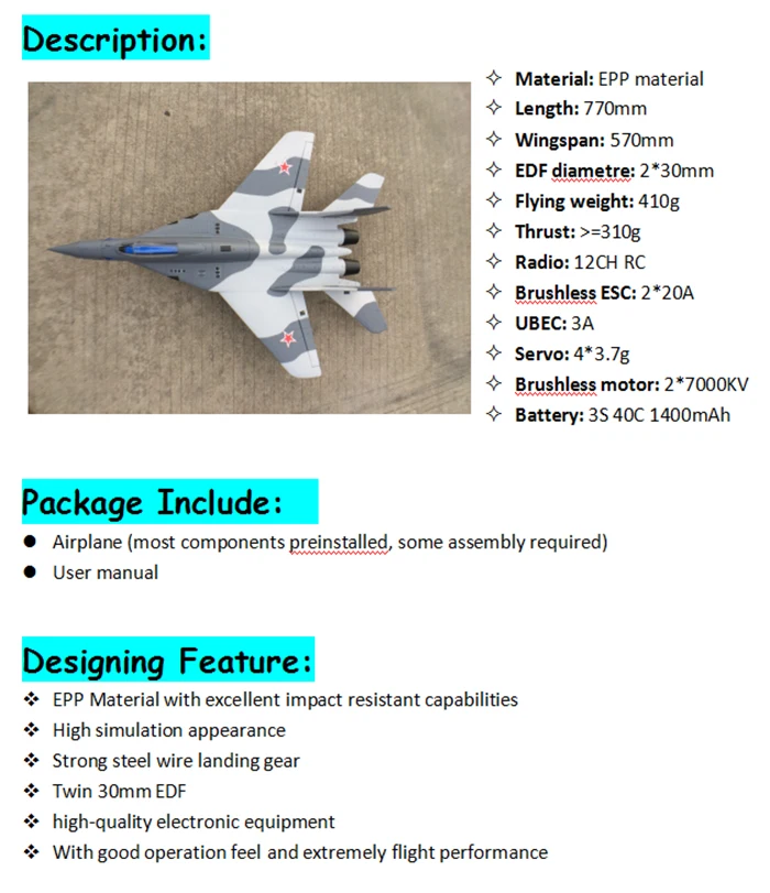 Mini Mig29 Description