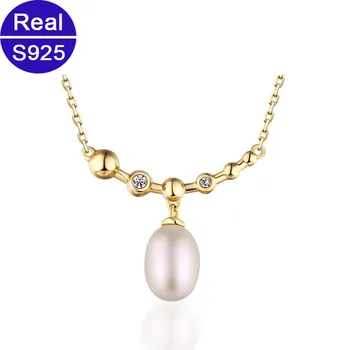 

Red Trees Fine Jewelry 925 Sterling Silver Real Pearl Necklace For Women New Arrival Brand Design Necklace With Pearl Pendant