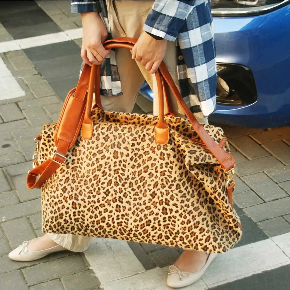 Leather Leopard Weekend Bag