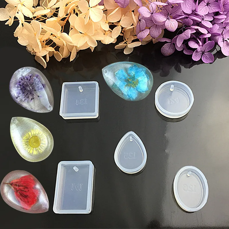 

5Pcs Water Drop Shape Round Silicone Mold For Resin Forms Crystal Diamond Bracelet Pendant Doming Mould Cake Decorating Tools