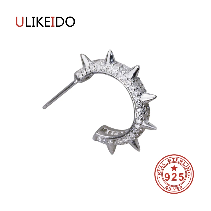 100% Pure 925 пробы Серебряные серьги модные панк jewelry стержня для Для мужчин и женщин