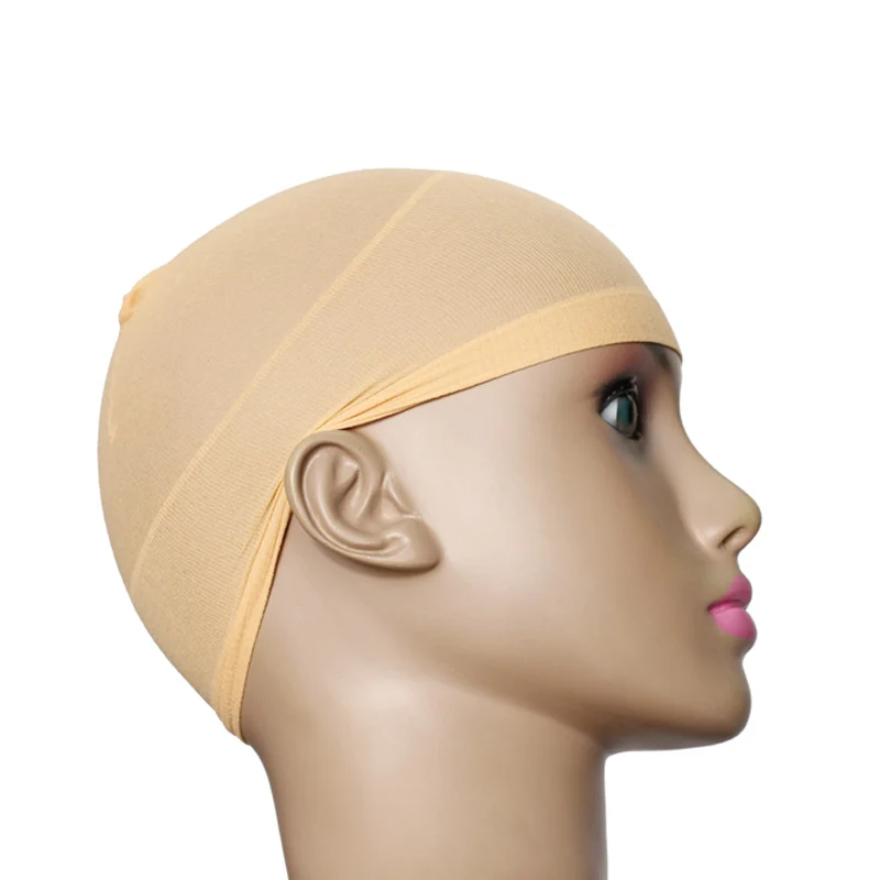 2 Pcs/Set Unisex Stocking Wig Liner Cap Nylon Stretch Breathable Mesh Hat JIU55 - Color: Beige