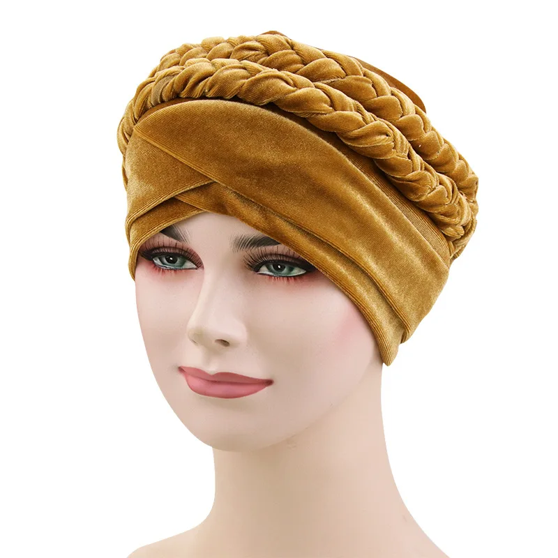 Мусульманская женская длинная коса конопляная бархатная тюрбан шляпа банаданская раковая шапочка при химиотерапии Кепка хиджаб головной убор аксессуары для волос