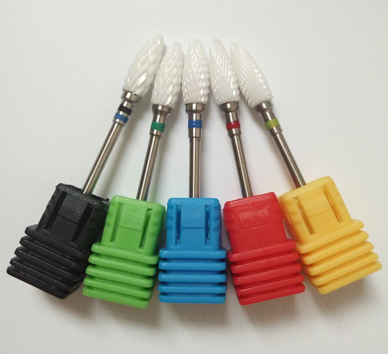 5pcs SET Nail Drill XC C M F XF Ceramic Foot Bit White Nail Bit