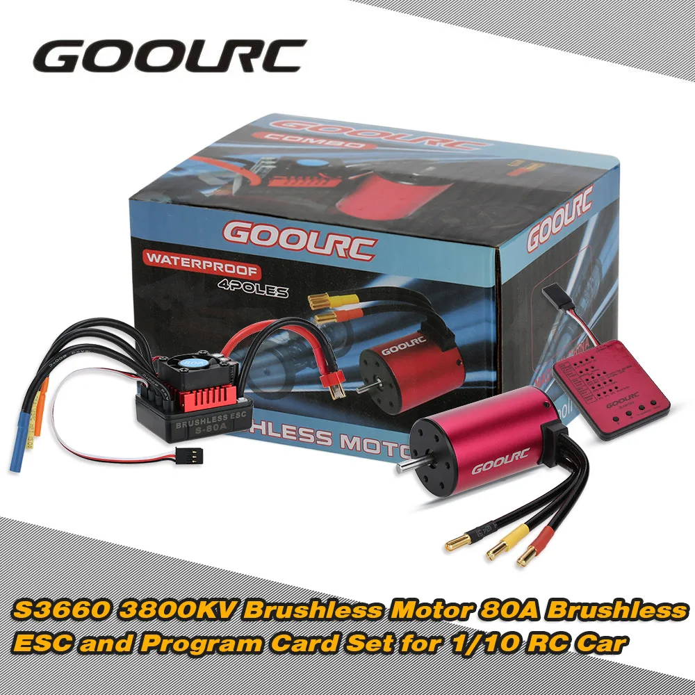 GoolRC S3660 3800KV Бессенсорный бесщеточный двигатель 80A бесщеточный ESC и программная карта комбо набор для 1/10 RC автомобилей грузовиков запчасти