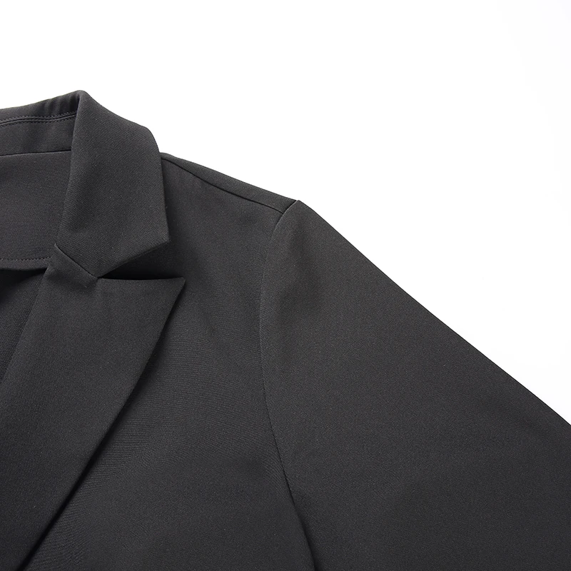 Sweetown, черные офисные женские пальто и куртки, Женская Осенняя Лоскутная куртка с пряжкой, Chaqueta Mujer, модная укороченная куртка с длинным рукавом
