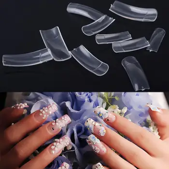 

Newest 500pcs Nail Art Clear Half Well Natural Colour Acrylic Uv Gel French False Nail Tips Manicure DIY Art Salon Fake Stickers