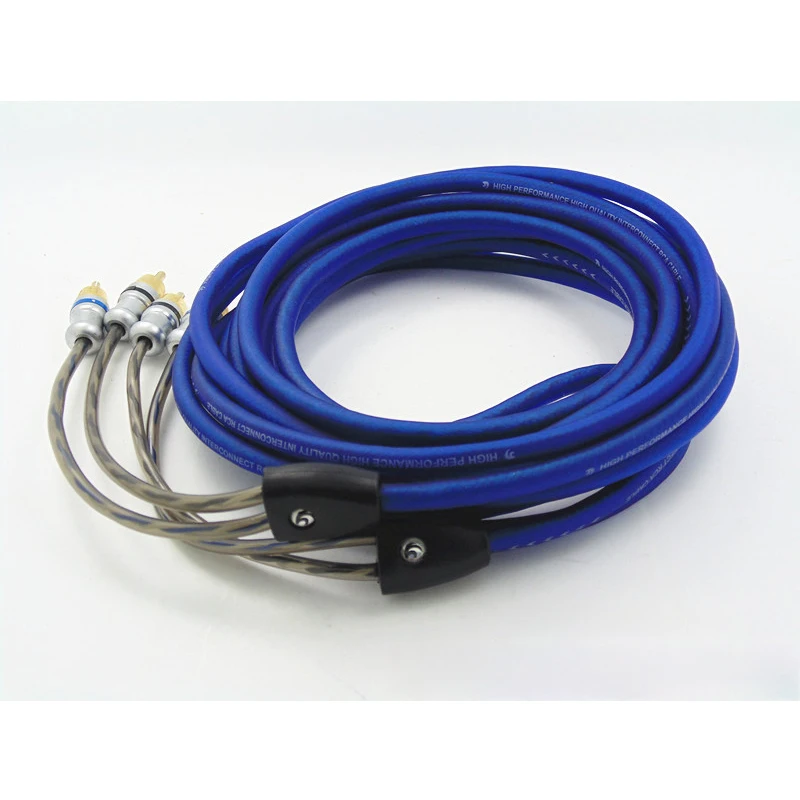 -rca de Cobre Livre de Oxigênio Cabo de Áudio de Alta-grade Cabo Conversor Amplificador Subwoofer Azul 5 m 10 Cheap Caixas de alto-falante