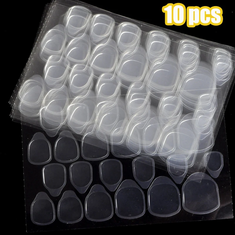 2/10 листов/упаковка прозрачные двухсторонние клейкие наклейки с лентами для дизайна ногтей накладные ногти инструменты для наращивания - Цвет: 10pcs