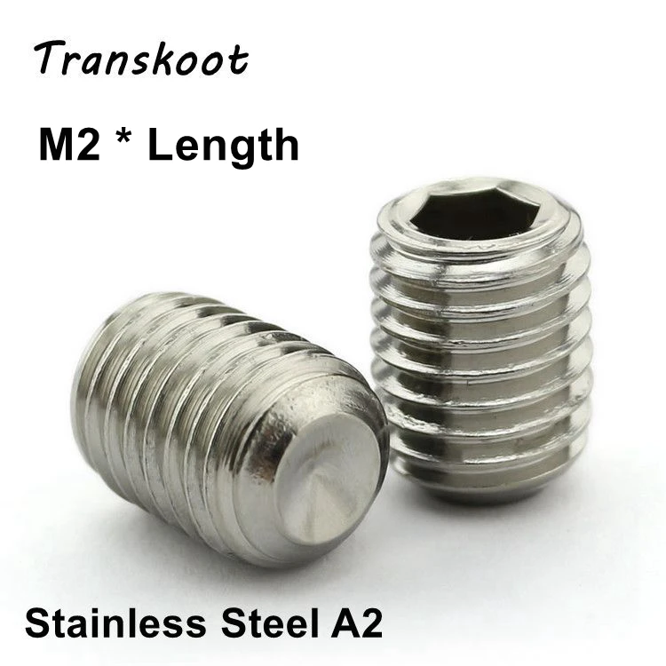 100pcs M2 DIN916 Stainless Steel Hex Socket Head Set Screw Headless