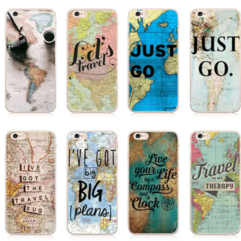 Kuliai World Map Travel Plans Clear Cell Phone Case Cover