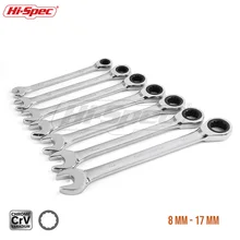 Hi-Spec 7pc Reversible Combination Wrench Ratchet 8 10 12 13 15 17 19mm Socket Combination Spanner Wrench Set A Set of Keys