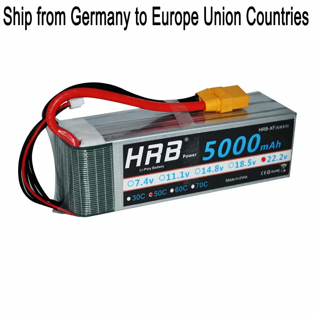 

HRB 6S 22.2V 5000mah 50C 100C RC Lipo Battery For Helicopter RC Drone FPV Align 7.2 Racer Runner AKKU