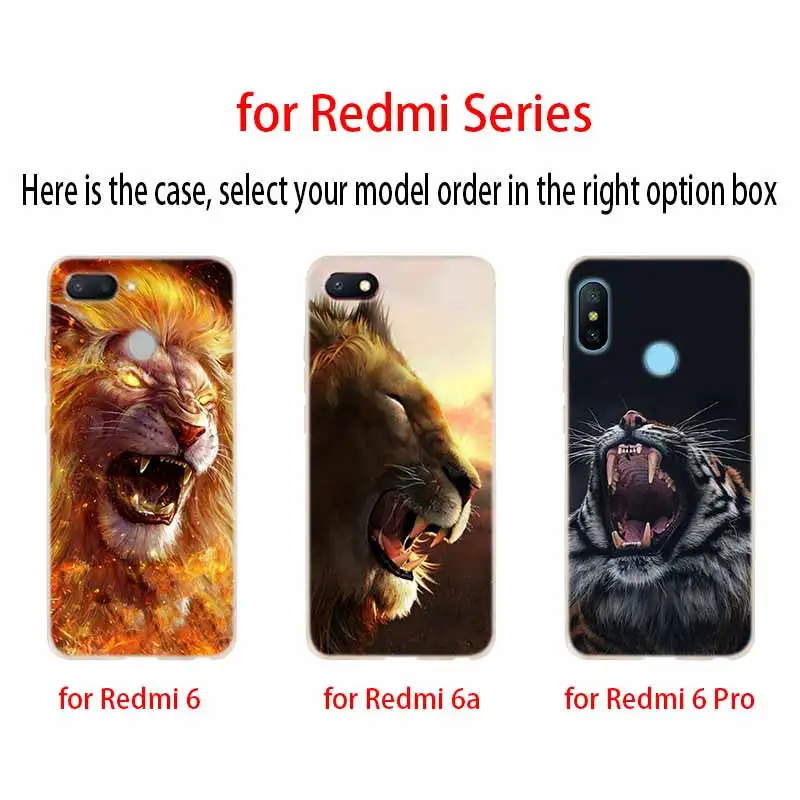 Свирепый Волк тигр лев Модный мягкий чехол из ТПУ с принтом &quotобложка для Xiaomi Redmi