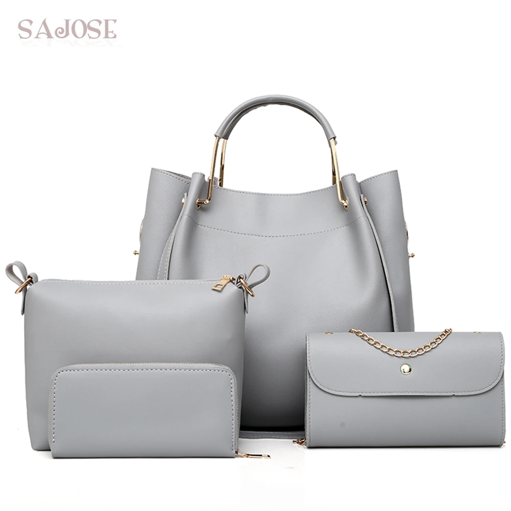 Женская сумка, 3 комплекта, известный бренд, сумка из искусственной кожи, композитная сумка, сумки через плечо для женщин, сумки-мессенджеры, Дамская серая ручная сумка