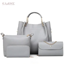 Женская сумка, 3 комплекта, известный бренд, сумка из искусственной кожи, композитная сумка, сумки через плечо для женщин, сумки-мессенджеры, Дамская серая ручная сумка