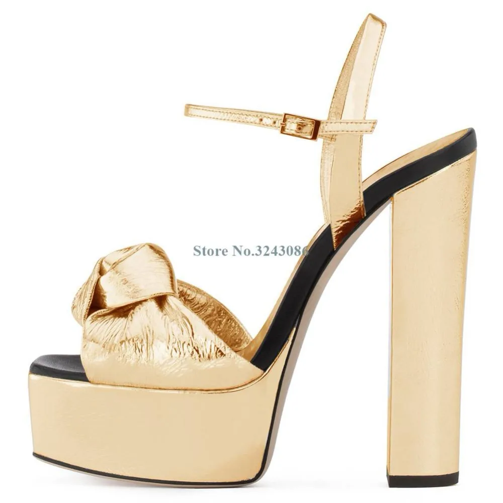 Charol Tacón Llegada Nueva Picture Plata as Sandalias De Grueso Gran As Las Picture Mariposa Alto Plataforma Sexy Fiesta Nudo Mujeres Zapatos Oro BWP71BSt