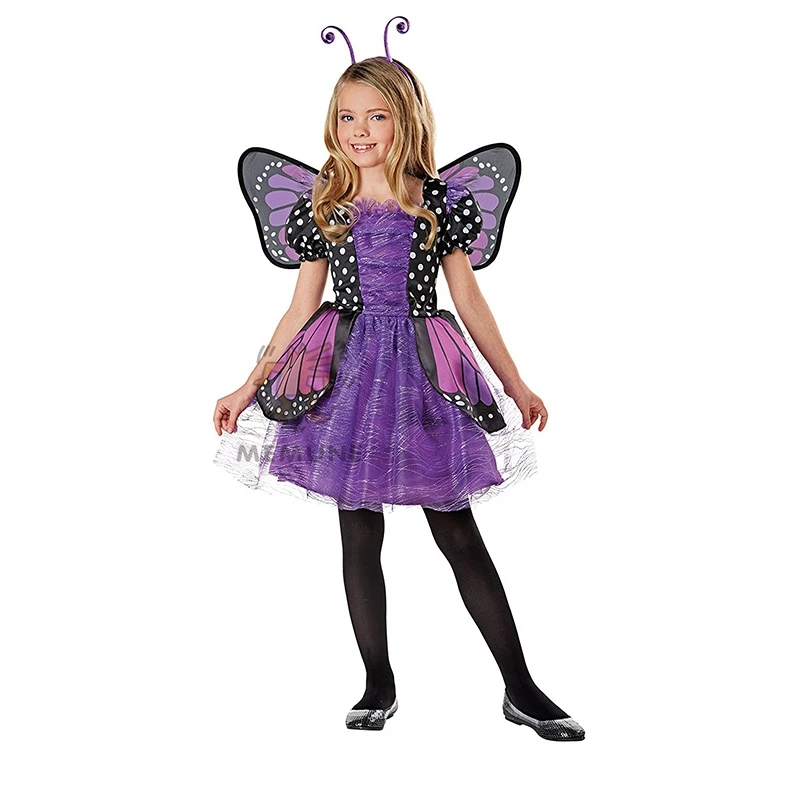 Halloween Girl Brilliant Butterfly Purple Costume with Wing & headband