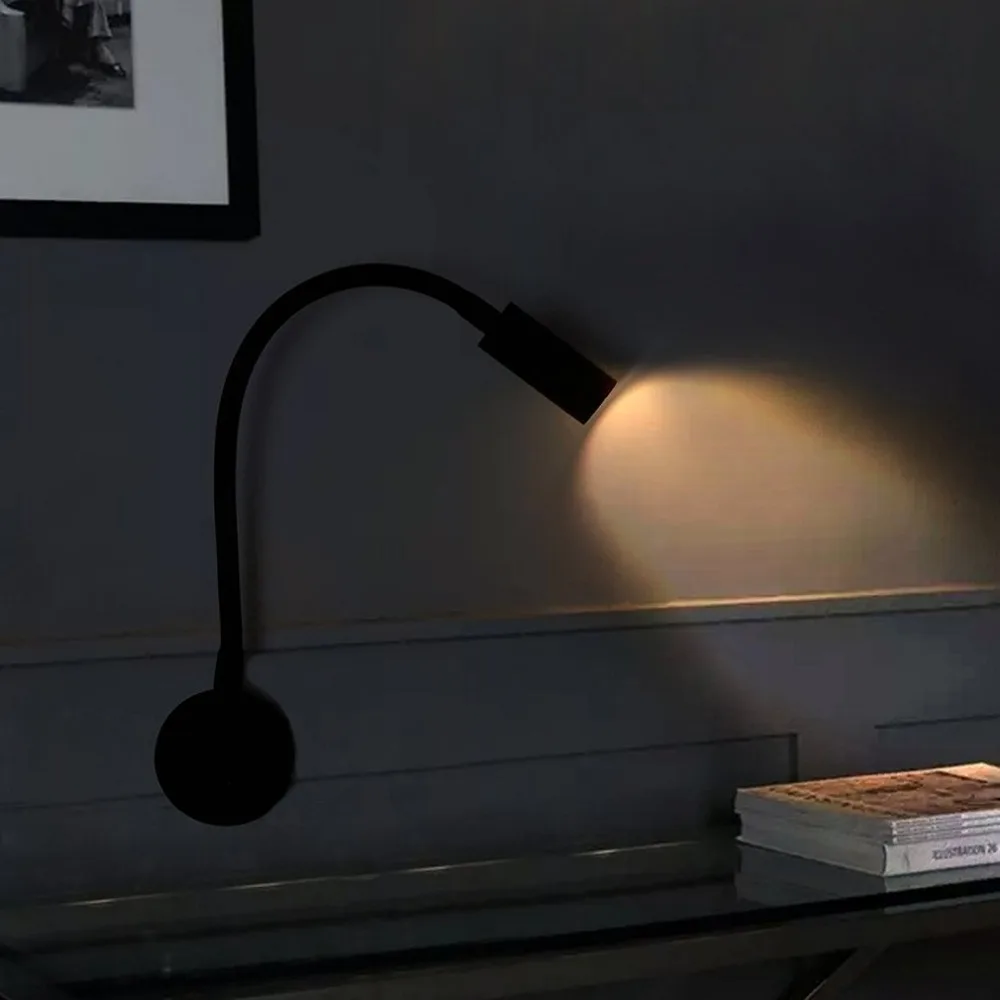 ICOCO 3 Вт светодиодный настенный светильник гибкий настенный бра светильник ing Gooseneck ночной Светильник для чтения с переключателем для спальни гостиной