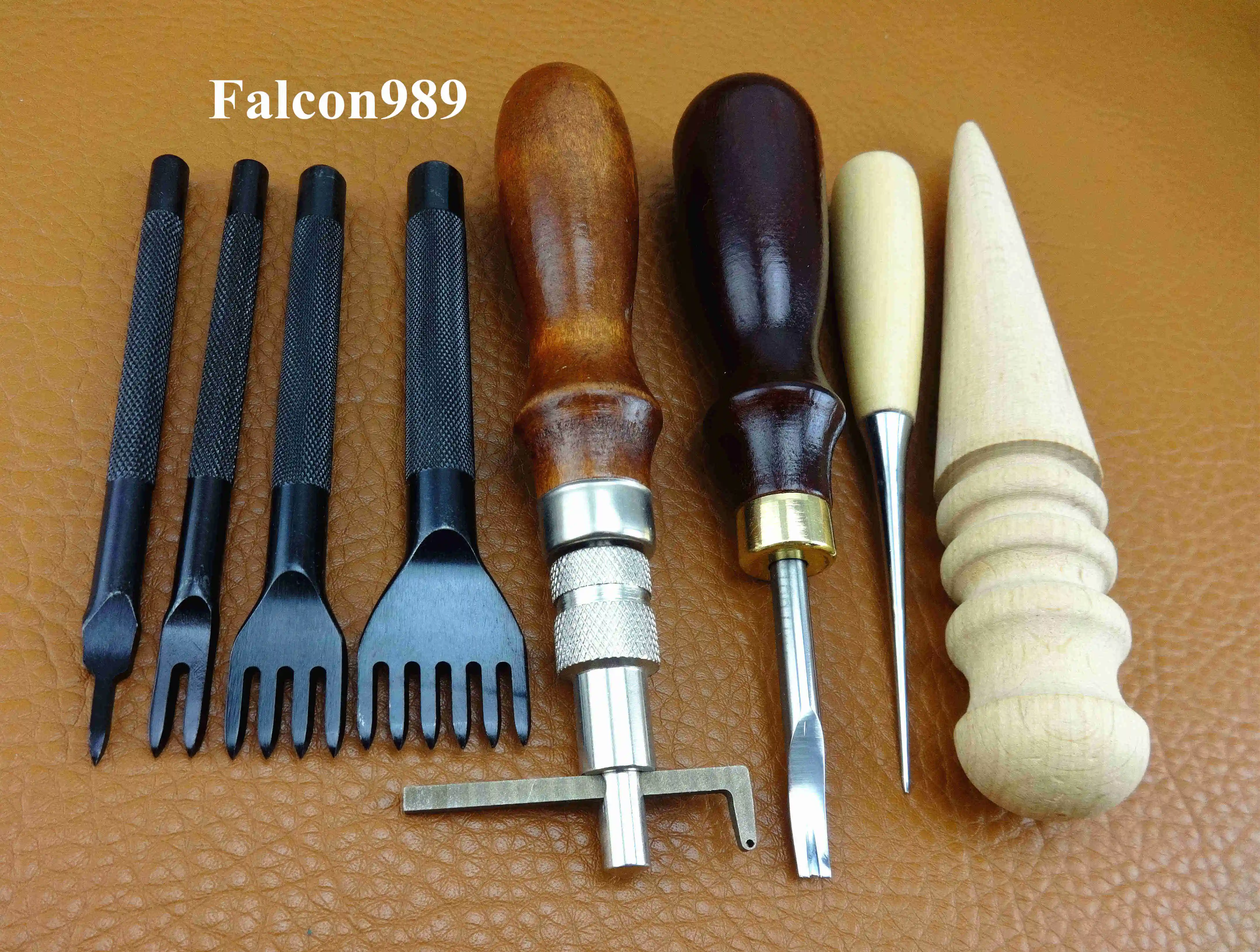 8pcs Leather Craft Lacing Chisel Edge Groover Skiving Slicker Awl Tool Kit Set - Sewing Stitching Carving Stamping Knife Cutter | Дом и сад