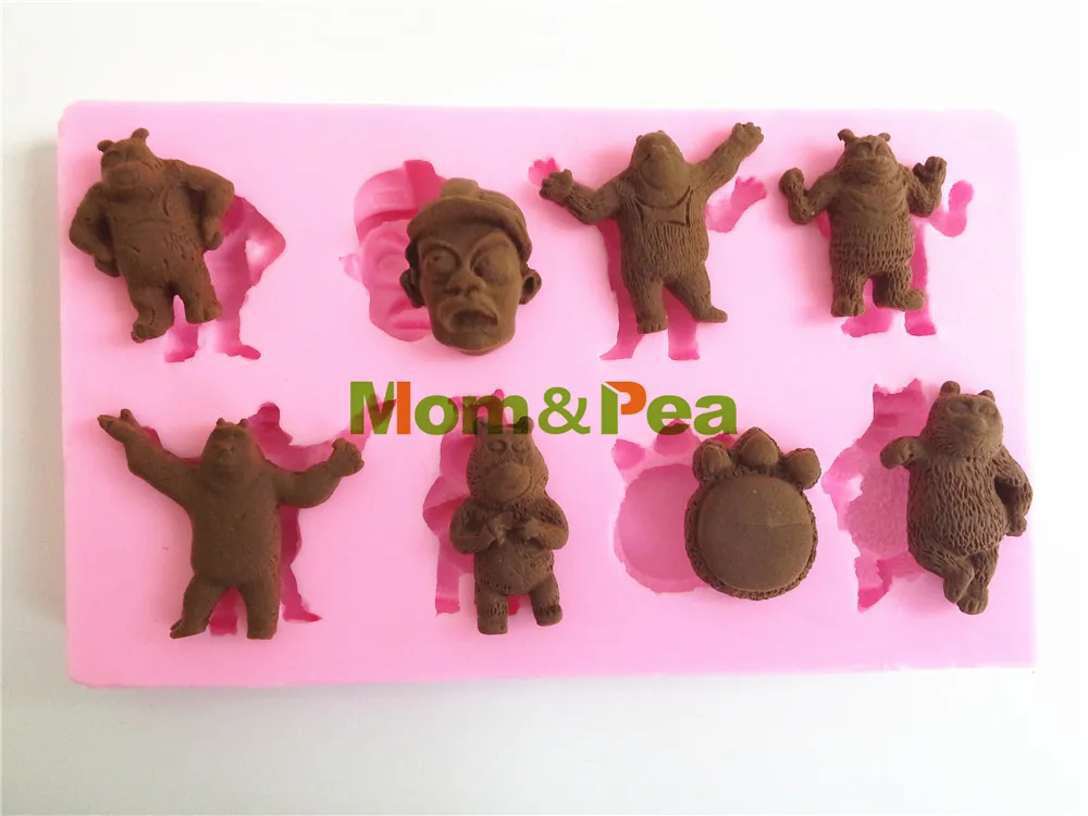 

Mom&Pea 0361 Free Shipping Bonnie Bears Silicone Soap Mold Cake Decoration Fondant Cake 3D Mold Food Grade Silicone Mould