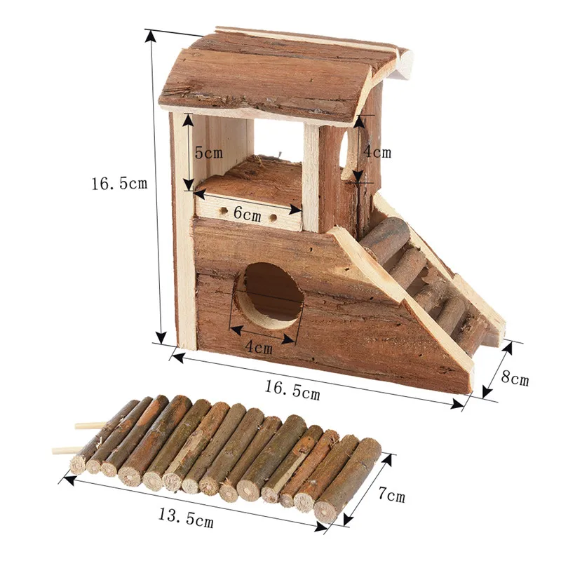 Деревянная двухэтажная вилла с лестницей для домашнего хомяка дом игрушка для хомяков шиншиллы морских свинок и других маленьких домашних животных