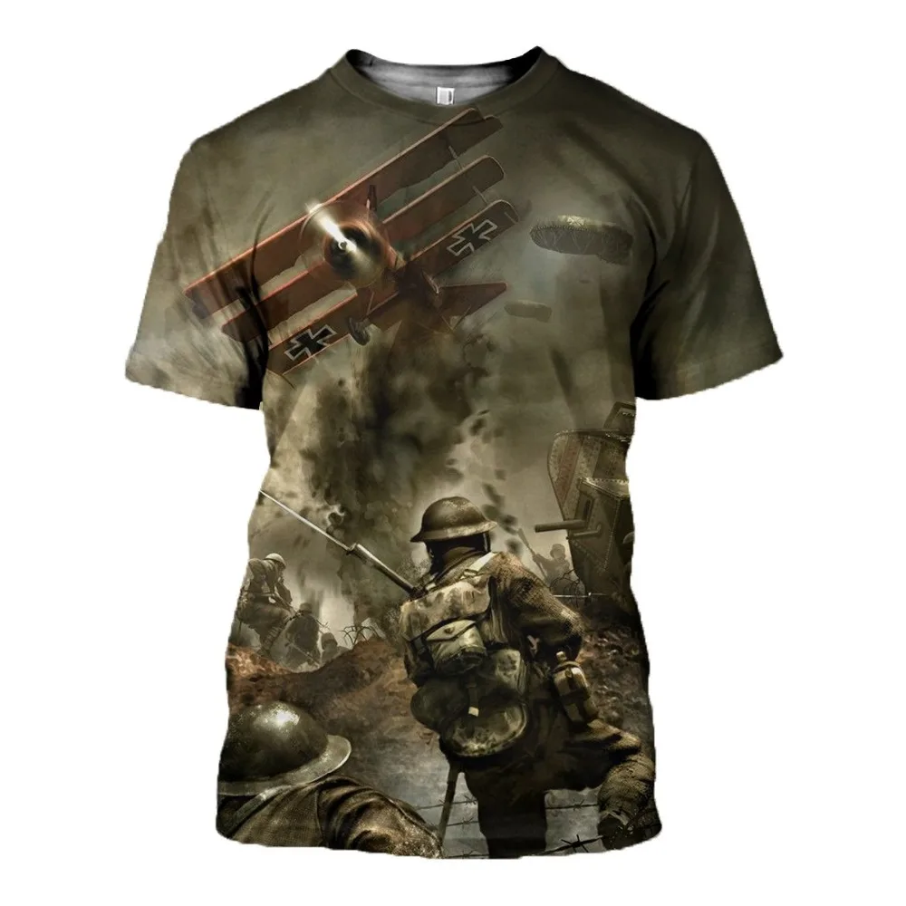 cheap 3D Print Short Sleeve The Outbreak Of War Popular T Shirt Custom Short Sleeve Mens O Neck Novelty Streetwear Drop Shipping