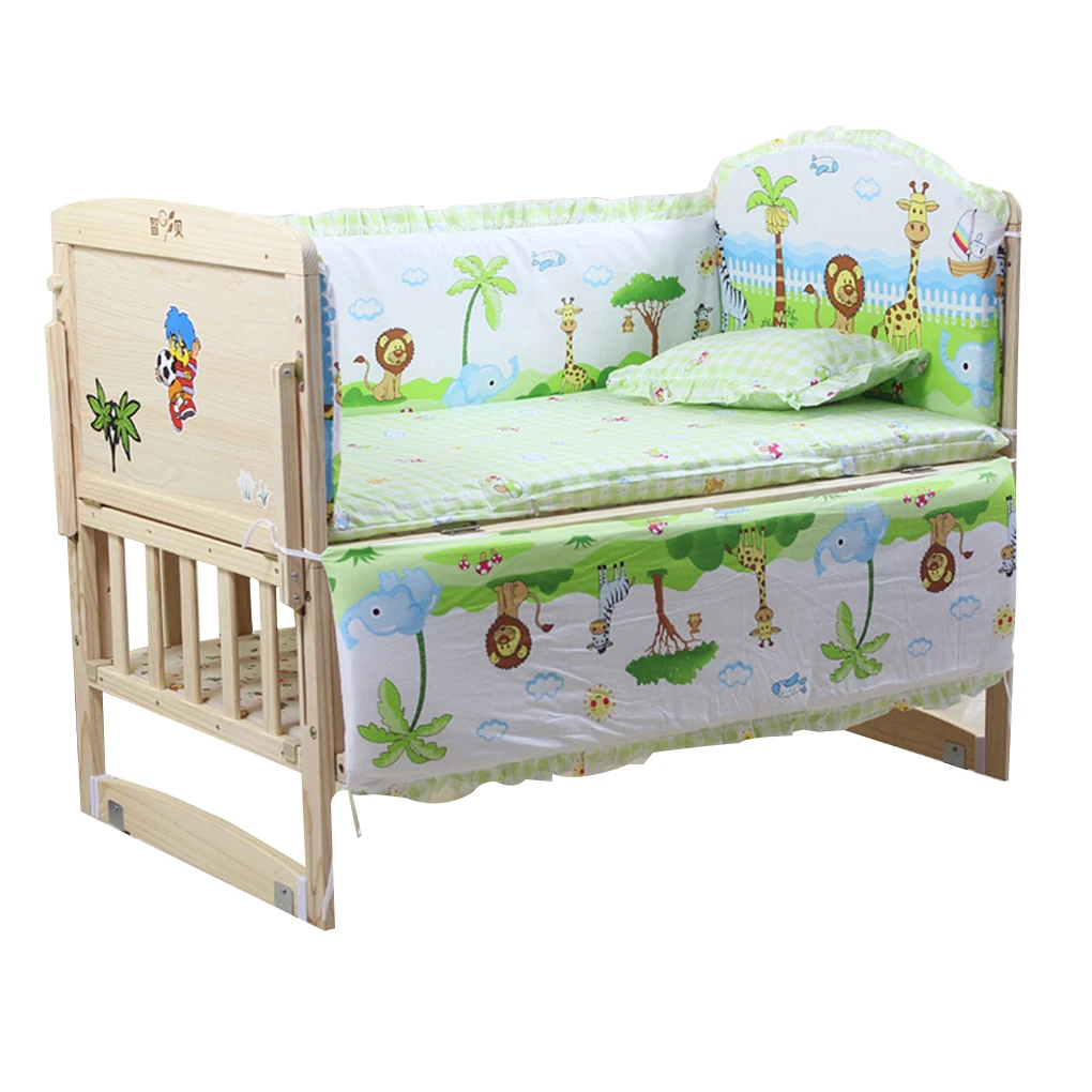 Cama do Bebê Conjunto de Cama Recém-nascido dos Desenhos Berço para a Criança Pára-choques Algodão Puro Infantil Animados Impresso Protetor 5 Pçs 5 5 pçs cama do bebê pára-choques algodão