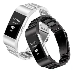 Для Fitbit Charge2 3 группа нержавеющая сталь Группа ремень с металлической пряжкой запястье Смарт часы Серебристый, Черный